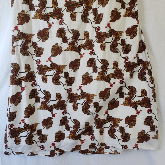 Ben Sherman Cream Brown Orange Nature Queen Anne Cap Cotton Shift Dress M Medium - Picture 14 of 16